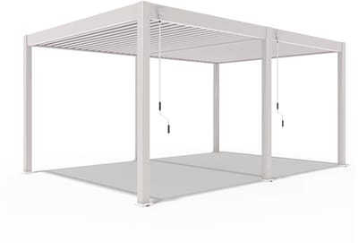 Orion Deluxe terrasoverkapping - 360x530 cm - Lichtgrijs - Luxe / Vrijstaande / Aluminium lamellen overkapping - Tuinprieel / Carport / Veranda / Pergola