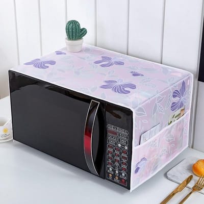 Housse de protection anti-poussière pour micro-ondes, pochette en tissu, feuille d'arbre papillon de dessin animé imprimée, housse anti-poussière pour micro-ondes, imperméable, pour four, serviettes anti-poussière