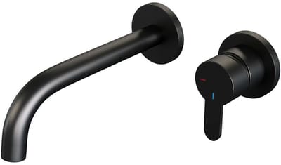 Brauer Black Edition Inbouw Wastafelmengkraan met Gebogen Uitloop en Rozetten Model D1 Mat Zwart