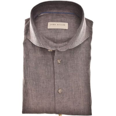 John Miller Overhemd Luxury Linen Bruin / male