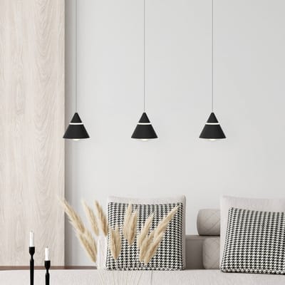 TRIO ROMEO - Hanglamp - Zwart mat - incl. 3x SMD 7 W - Plafondbevestiging - Traploos in hoogte verstelbaar - DIP - Schakelaar - Niet dimbaar