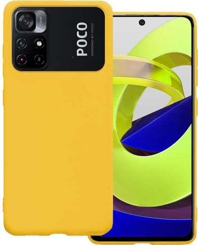 Hoesje Geschikt voor Xiaomi Poco M4 Pro 5G - Sterk & Shockproof - Hoes Cover - Siliconen Case - Geel