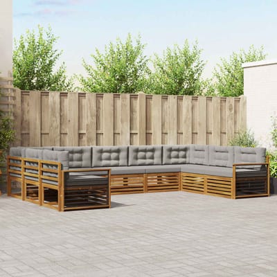 vidaXL - Buiten - bank - set - 9 - st - Natuurlijk - en - Licht - Grijs