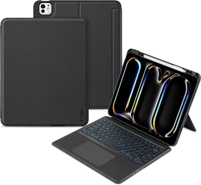 Tech-Protect - Toetsenbord hoes geschikt voor Apple iPad Pro 13 (2025/2024) - Met Pencil Houder - Bluetooth Toetsenbord hoes - met Touchpad - Zwart