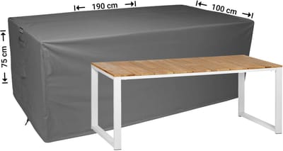 Raffles Covers Beschermhoes tuintafel - 190 x 100 H: 75 cm - D-RT190 - Waterdicht - Ademend - UV-bestendig - Elastisch rijgkoord - Beschermhoes tuinmeubelen