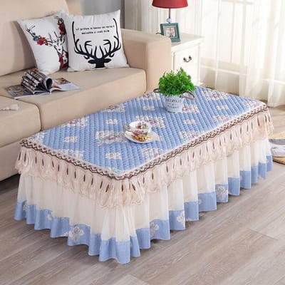 Nappe rectangulaire en dentelle de coton et Polyester, jupe de Table à café et à thé, décoration de fête de mariage, couverture de Table pour salle à manger 50x100x40cm 1pcs 1