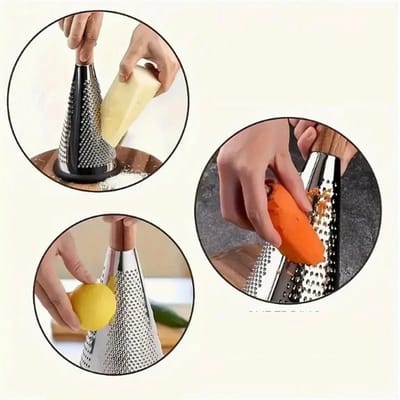 WiseGoods Premium Tafelrasp Mini - Kaasrasp Met 3 Snijvlakken - Keuken Accessoires - Koken - Rasp - Keukengerei - Bruin / Zilver