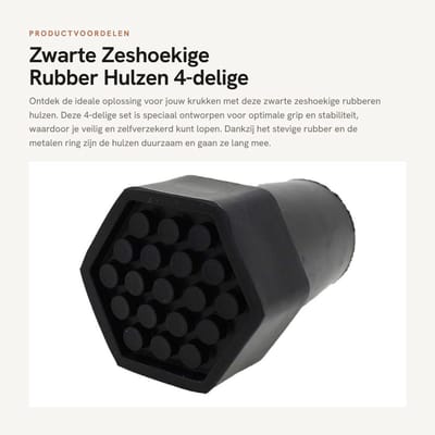 Dailygoods- Rubberen Hulzen Set van 4 - Zware Zeshoekige Hulzen - Diameter 22mm - Antislip Grip - Versterkt met Metalen Ring - Veilig en Stabiel - Krukdop