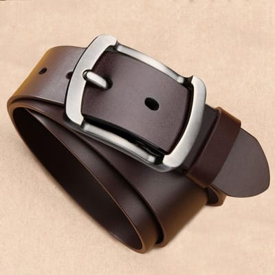 Ceinture Homme Tendance Rétro Affaires Boucle à Ardillon Ceinture en Cuir de Vache Polyvalente Jeune Adulte Ceinture pour Jean Homme 130cm