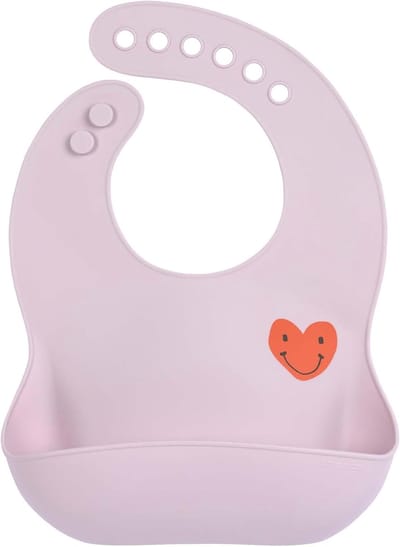 SnelShoppen - Baby Siliconen Slabbetje Peuterslab met Lekbak - Vaatwasmachinebestendig - Happy Rascals Hart - Ideaal voor Kinderen - Perfect voor Eten