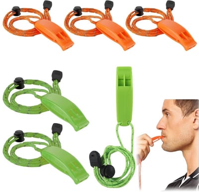 Dailygoods- Noodfluitje met hoge decibel 100db - 6 stuks - Survivalfluitje - Outdoor - Veiligheid - Veelzijdig en betrouwbaar - Veiligheidsfluitje