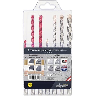 Alpen SDS-plus MB 7 0000100007100 Universeel boorassortiment 7-delig Metaal, Steen, Beton, Hout, Metselwerk 5 mm, 6 mm, 8 mm, 10 mm