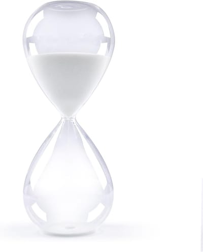 Zandloper Timer - Decoratief Zanduurwerk - Keuken Kantoor - Handgemaakt Glaswerk - 16cm Hoog - Wit Zand