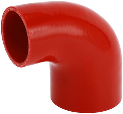 Dailygoods- Koelslang Silicone - Rood - Binnendiameter 57mm/76mm - Lengte 90mm - 90 Graden - Meerlaags Geweven Doek - Siliconenslang