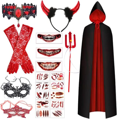 Dames Duivel Kostuum voor Halloween met Cape - Perfect voor Carnaval en Themapartijen, Cosplay en Feestjes