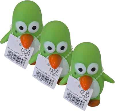 Rubber badeendje/pinguin - 3x - groen - badkamer fun artikelen - 6 cm - kunststof - water speelgoed