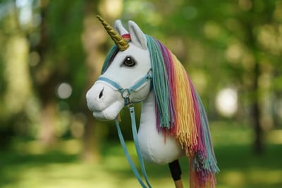 Hobby Paard - Unicorn Stokpaard - Paardrijden Spel - Handgemaakt Kwaliteit - 98 cm Hoog - Wit