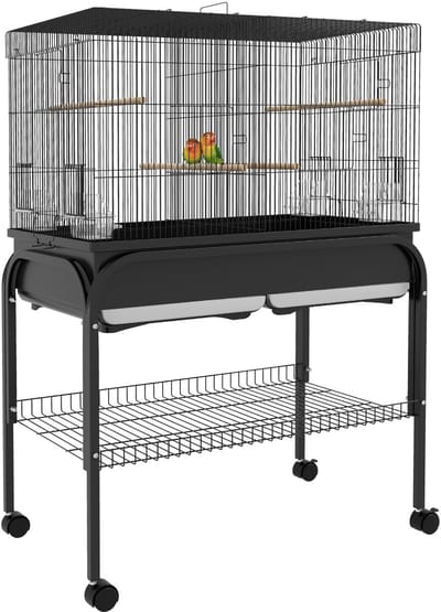 PawHut-Vogelkooi-85x49x119cm-Staal-Zwart