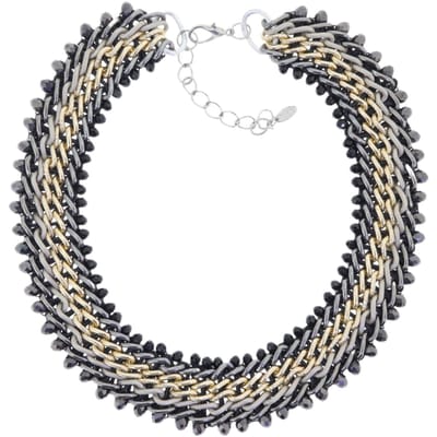 Behave - Statement Ketting Gevlochten Design – Goud/Zilver/Zwart – 40 cm + 7 cm Verlengketting – Nikkelvrij