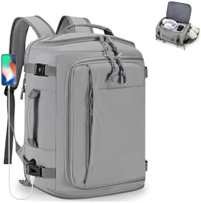 PromoHome Uitbreidbare Reisrugzak Handbagage 40x30x20 cm 25L Uitbreidbaar naar 30L Laptoprugzak 15,6 Inch USB-Laadpoort Sportrugzak Schoenenvak Waterdichte Zak Dames Heren Unisex
