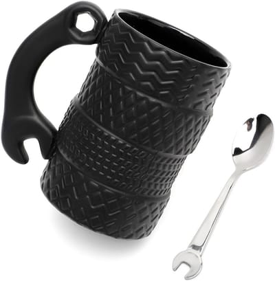 Grote keramische koffiemok met 3D-handvat, 500 ml, perfect cadeau voor autoliefhebbers, mannen en vaders, ideaal voor thuis en op kantoor