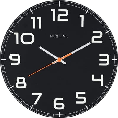 NeXtime - Wandklok - 30 x 3.5 cm - Glas - Zwart - 'Classy Round'