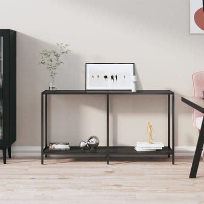 vidaXL - Wandtafel - 140x35x75,5 - cm - gehard - glas - zwart