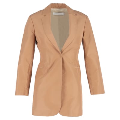 Victoria Beckham Enkele-Geknoopte Blazer in Bruin Katoen
