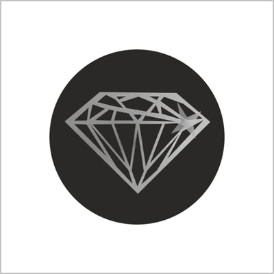 Sticker - "DIAMAND ZILVER" - Etiketten - 35mm - Zwart/Zilver - Sluitzegel - Sluitsticker - Premium Kwaliteit