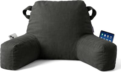 Leeskussen met armen - Rugsteun kussen - Comfortabel lezen - Verstelbare hoeken - 39x27x10 cm - Grijs
