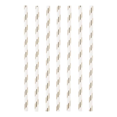 AMSCAN - 12 witte en koperkleurige kartonnen rietjes - Decoratie > Rietjes