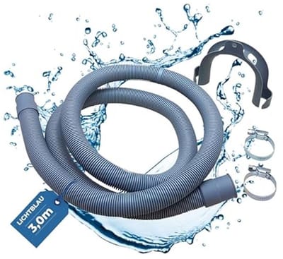 Afvoerslang 3,0 m voor wasmachine en vaatwasser - complete set met beugel en slangklemmen