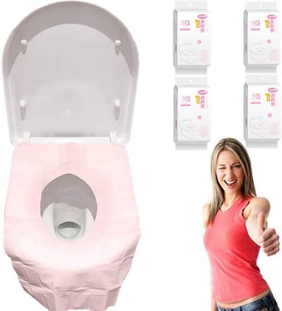 Wegwerp Toiletstoelhoezen - Toiletpapierhoezen Reis - Bescherming Openbaar Toilet - Waterdicht Antislip Ontwerp - 40 stuks - Roze