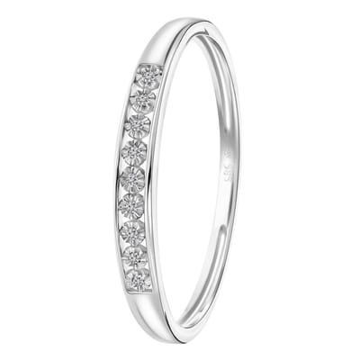 Lucardi Dames Ring met 9 diamanten 0,02ct - Ring - Cadeau - 14 Karaat Goud - Witgoud