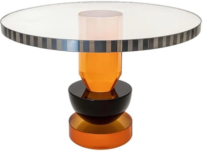 Colmore-Bord op voet-oranje/zwart kristalglas 22x22x12cm
