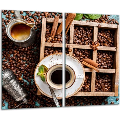 TMK ArtDeko - Snijplank - Glas - 30x52 cm - Koffie Motief