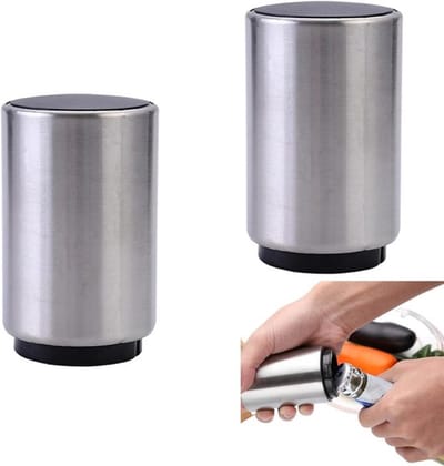 Flesopeners Magnetisch - Bidonopener Set - Drankjes Openen - Automatische Cap Vanger - 2 Stuks - Zilver Zwart
