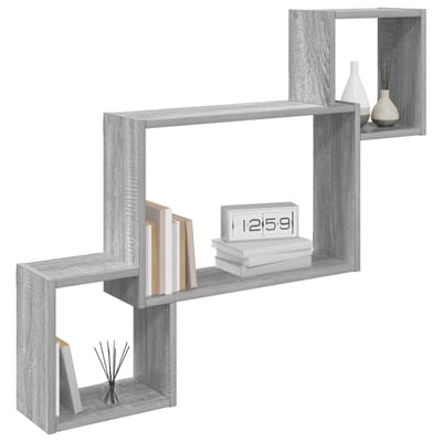 vidaXL - Wandplank - Muurmontage - Grijs - Sonoma - 91,5 - x - 15 - x - 76 - cm