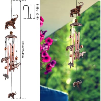 5PCS/1PCS Carillons Éoliens Éléphant de Jardin 35 pouces Décor Extérieur Carillon Éolien Suspendu pour Maison Cadeaux Balcon Festival Décoration de Jardin 1PCS beige