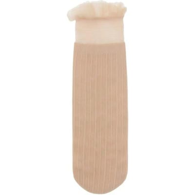 Fluwelen Vrouw Sokken Ultradunne Transparante Kant Stroken Ruches Sokken Damesmode Zomer Japanse Stijl Harajuku Retro Lange Sokken One Size beige