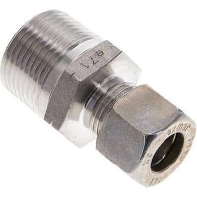 3/4'' NPT Buitendraad x 12L RVS Rechte Knelfitting 315 Bar DIN 2353 - FL2S-MO-ST-034N-12-L