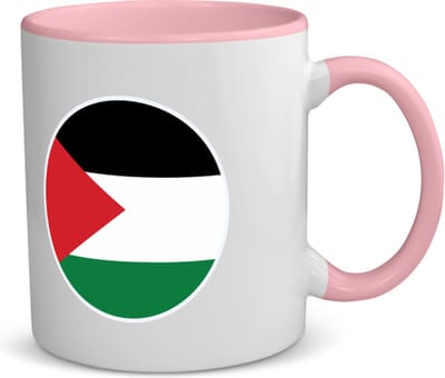 Akyol - palestina vlag koffiemok - theemok - roze - Palestina - mensen die liefde willen geven aan palestina - degene die van palestina houden - supporten - oorlog - verjaardagscadeautje - gift - geschenk - kado - 350 ML inhoud