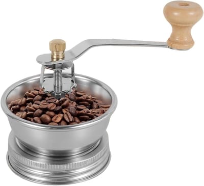 Handmatige Koffiemolen - Roestvrijstalen Molen - Verse Koffie Maken - Past op Mason Jars - 1 Stuk - Zilver