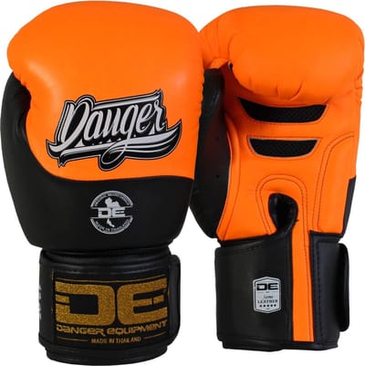 Danger Evolution Black Wrist Bokshandschoenen - Semi Leer - Neon Oranje/Zwart 12 oz