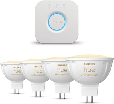 Philips Hue Starterspakket - GU5.3 - met 4 Spotjes (MR16) - 12V - Warm tot Koelwit Licht - Incl. 1 Hue Bridge - Hue White Ambiance
