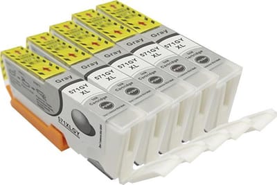 KATRIZ® huismerk inkt CLI-571XL Grijs met light | (5stuks) - Met chip | voor canon Pixma MG 7700 / 7750/7751/ 7752/ 7753; Pixma TS8050/TS8051/TS8052/TS8053/TS9050/TS9055