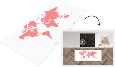 Keukenloper - Loper keuken - Wereldkaart - Roze - Modern - 120x50 cm - Keukenloper vinyl