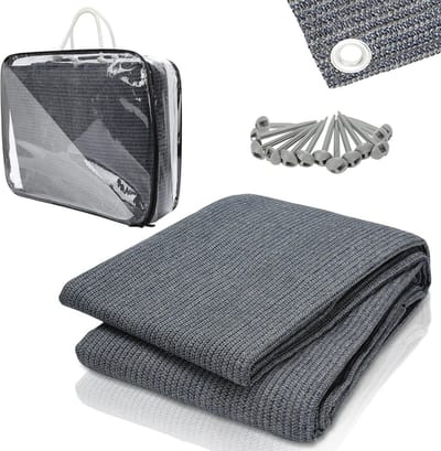 Voortenttapijt 250 x 300 cm - Waterdicht Tentzeil met Oogjes en Haringen - Outdoor Campingmat - Grijs/Blauw - Inclusief Draagtas