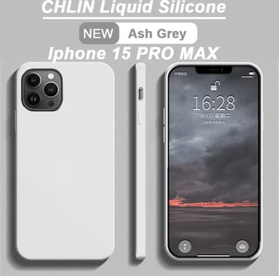 CL CHLIN Siliconen Hoesje voor iPhone 15 Pro Max – Grijs – Zachte Binnenvoering – Verhoogde Randen