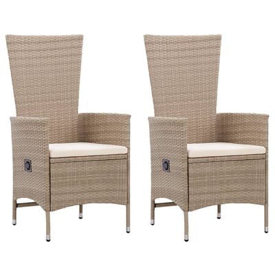 vidaXL - Tuinstoelen - 2 - st - met - kussens - poly - rattan - beige